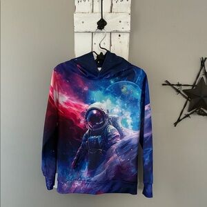 Unisex kids space/astronaut themed lightweight hoodie